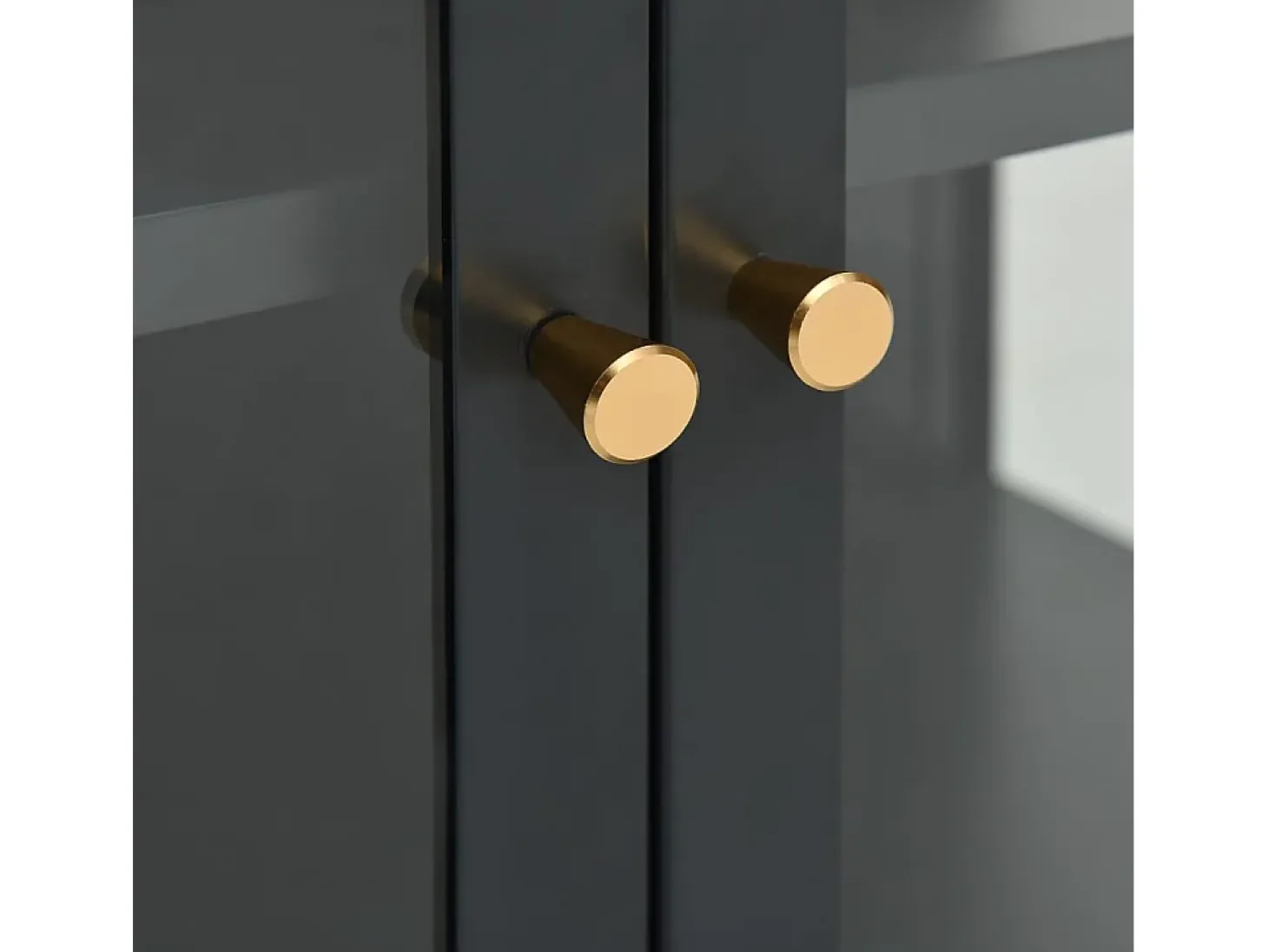 Aparador Antracita 105x35x70 cm Acero y cristal