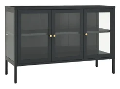 Aparador Antracita 105x35x70 cm Acero y cristal