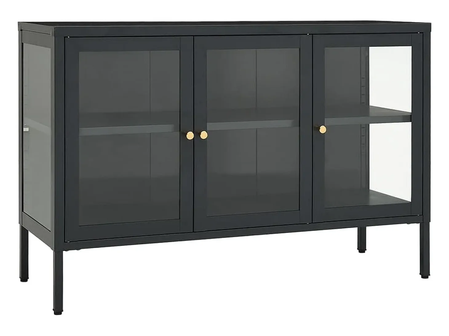 Aparador Antracita 105x35x70 cm Acero y cristal