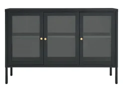Aparador Antracita 105x35x70 cm Acero y cristal