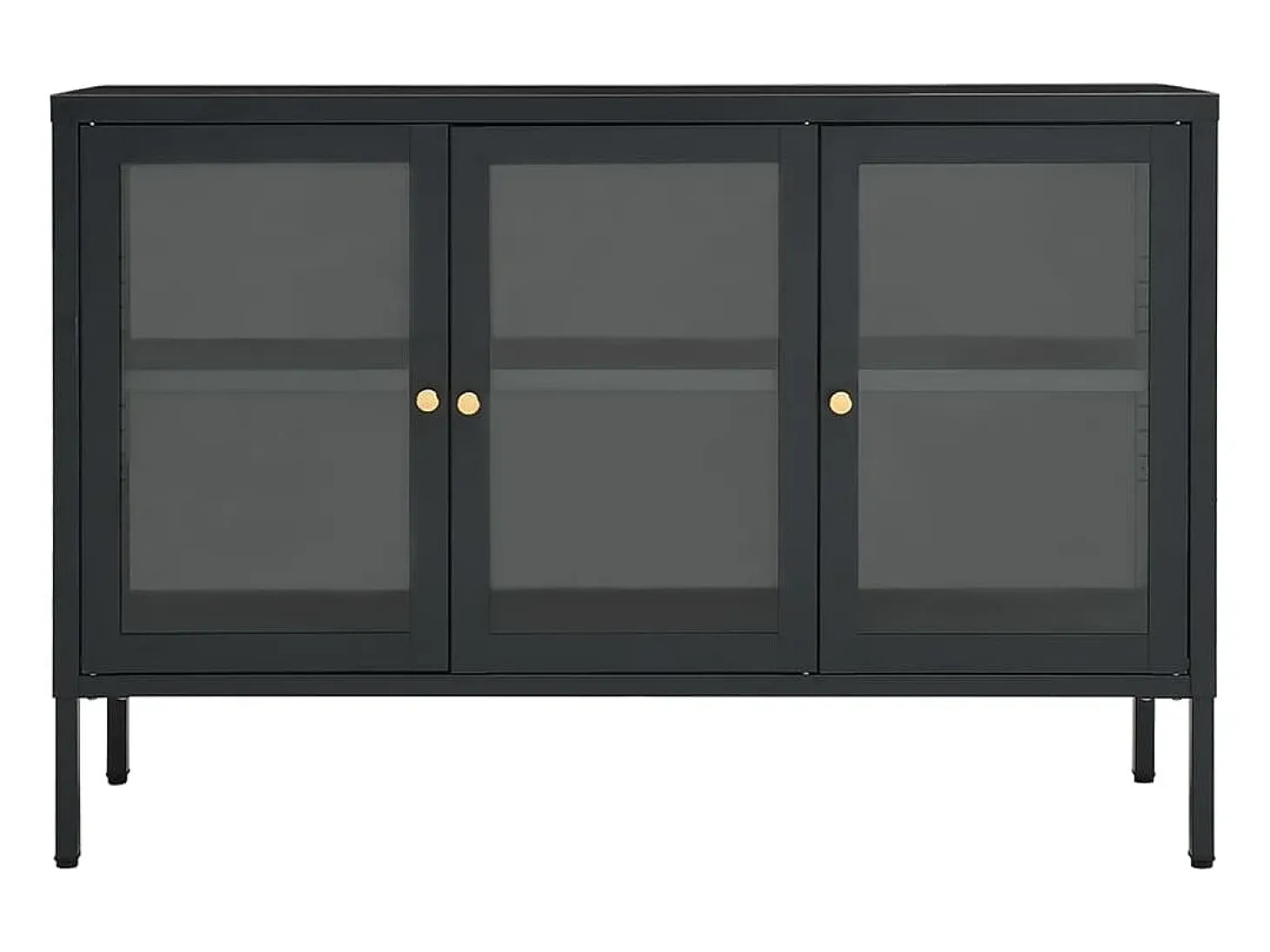 Aparador Antracita 105x35x70 cm Acero y cristal