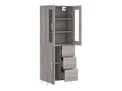 Aparador aparador cómoda armario mueble organizador cocina salón salón alto Sonoma 69,5 x 34 x 180 cm madera contrachapada gris 02_0035496
