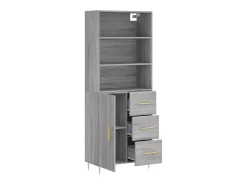 Aparador aparador cómoda armario mueble organizador cocina salón salón alto Sonoma 69,5 x 34 x 180 cm madera contrachapada gris 02_0035603