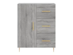 Aparador aparador cómoda armario mueble organizador cocina salón salón alto Sonoma 69,5 x 34 x 180 cm madera contrachapada gris 02_0035603
