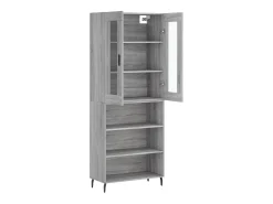 Aparador aparador cómoda armario mueble organizador cocina salón salón alto Sonoma 69,5 x 34 x 180 cm madera contrachapada gris 02_0035570
