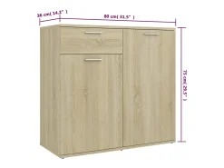 Aparador aparador cómoda armario mueble organizador cocina salón salón Sonoma 160 x 36 x 75 cm madera contrachapada marrón 02_0031497