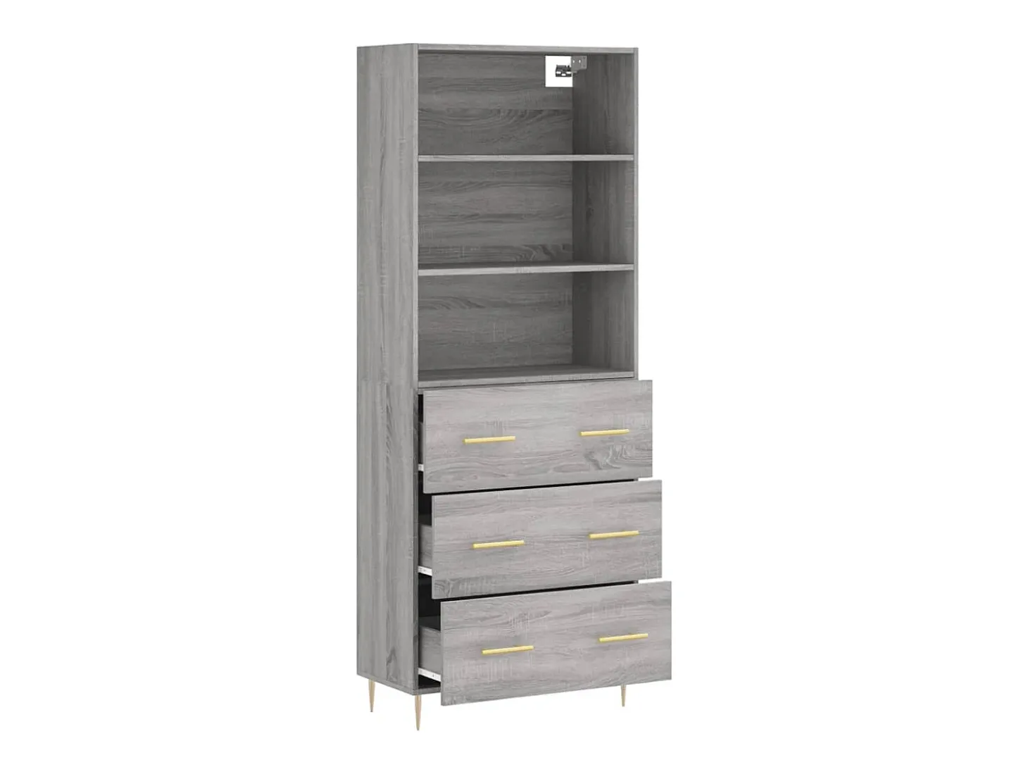 Aparador aparador cómoda armario mueble organizador cocina salón salón alto Sonoma 69,5 x 34 x 180 cm madera contrachapada gris 02_0035604