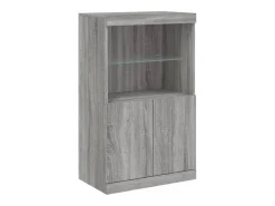 Aparador Aparador Cómoda Gabinete Unidad de Almacenamiento Organizador Cocina Sala de Estar con Luces LED 3 Piezas Sonoma Madera de Ingeniería Gris 02_0037234