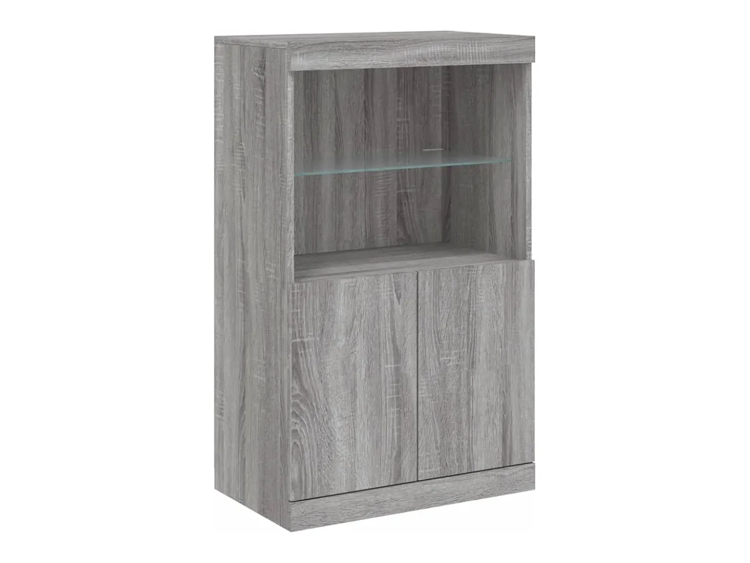 Aparador Aparador Cómoda Gabinete Unidad de Almacenamiento Organizador Cocina Sala de Estar con Luces LED 3 Piezas Sonoma Madera de Ingeniería Gris 02_0037234