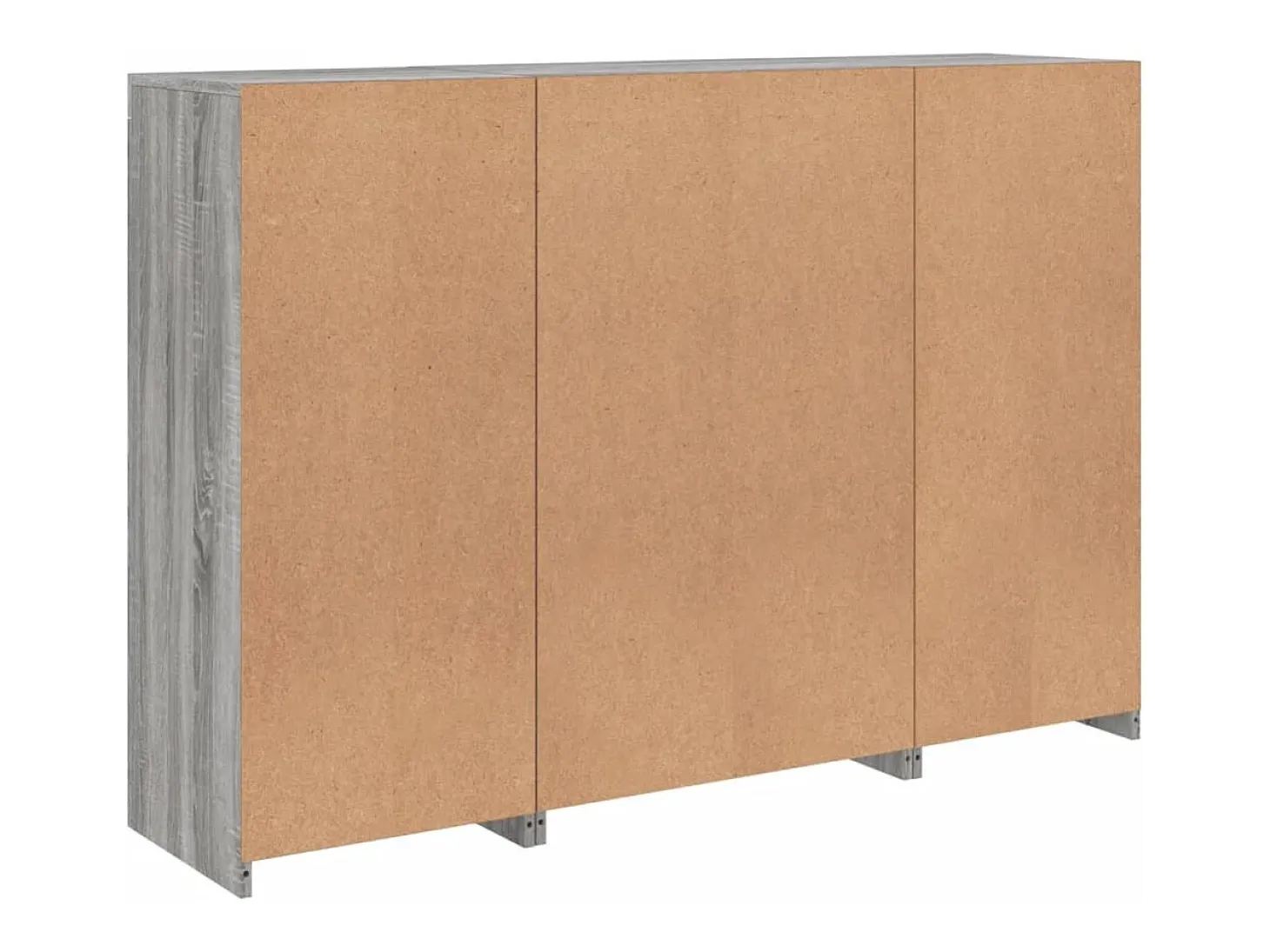 Aparador Aparador Cómoda Gabinete Unidad de Almacenamiento Organizador Cocina Sala de Estar con Luces LED 3 Piezas Sonoma Madera de Ingeniería Gris 02_0037234