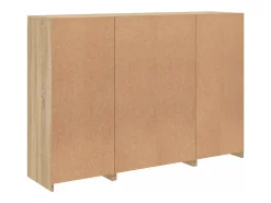 Aparador Aparador Cómoda Gabinete Organizador de Almacenamiento Cocina Sala de Estar con Luces LED 3 Piezas Sonoma Madera de Ingeniería Marrón 02_0037217