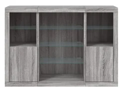 Aparador Aparador Cómoda Gabinete Unidad de Almacenamiento Organizador Cocina Sala de Estar con Luces LED 3 Piezas Sonoma Madera de Ingeniería Gris 02_0037235