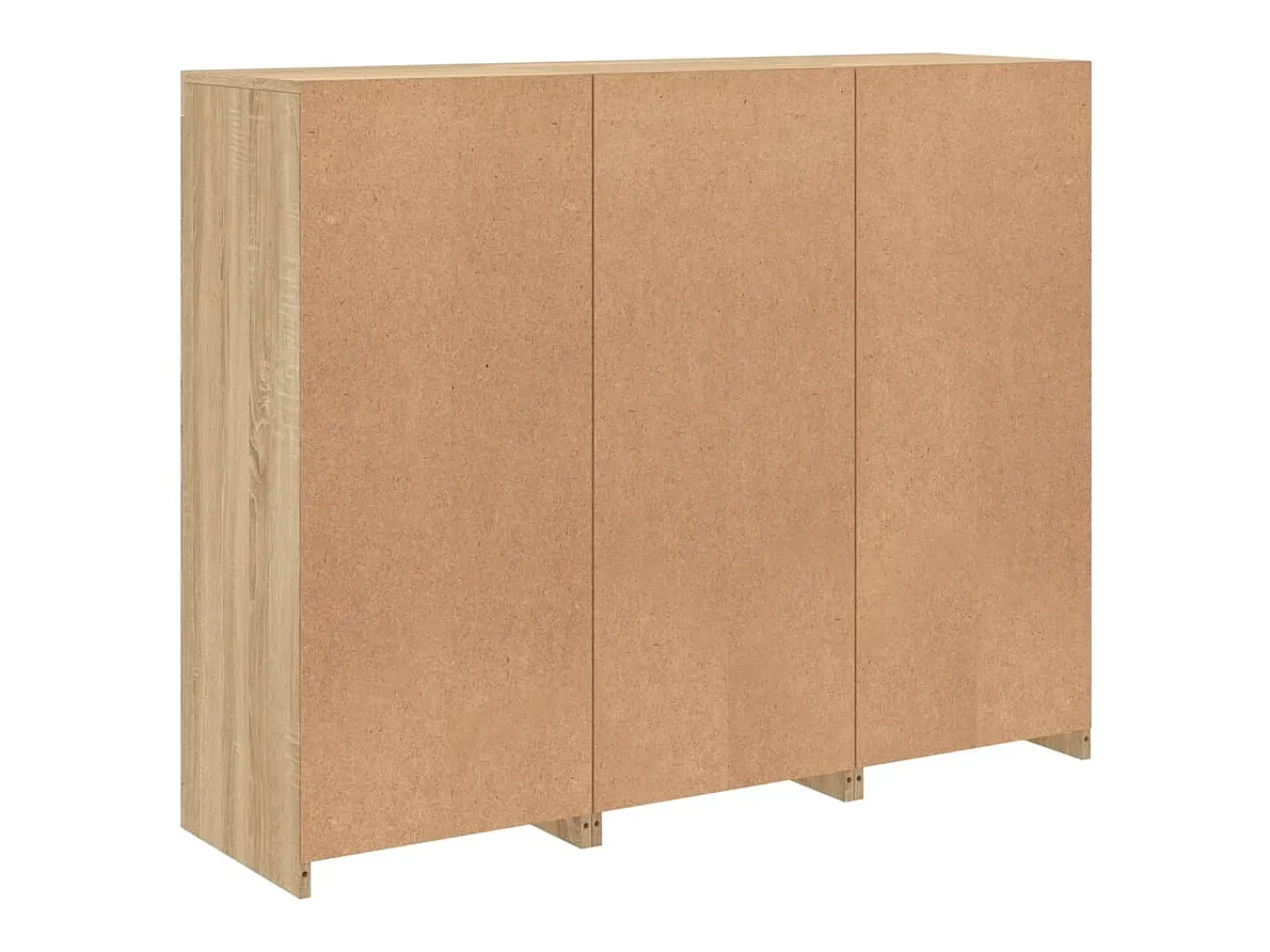 Aparador Aparador Cómoda Gabinete Organizador de Almacenamiento Cocina Sala de Estar con Luces LED 3 Piezas Sonoma Madera de Ingeniería Marrón 02_0037216