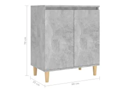 Aparador Aparador Cómoda Gabinete Unidad de Almacenamiento Organizador Cocina Sala de Estar Sala de Estar con Patas de Madera Madera de ingeniería Gris 02_0030090