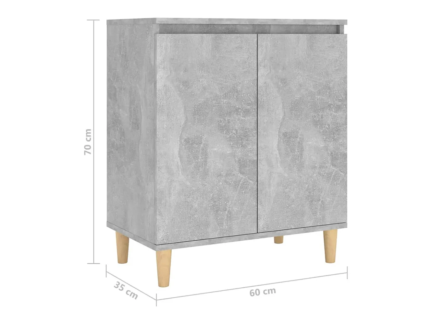 Aparador Aparador Cómoda Gabinete Unidad de Almacenamiento Organizador Cocina Sala de Estar Sala de Estar con Patas de Madera Madera de ingeniería Gris 02_0030090