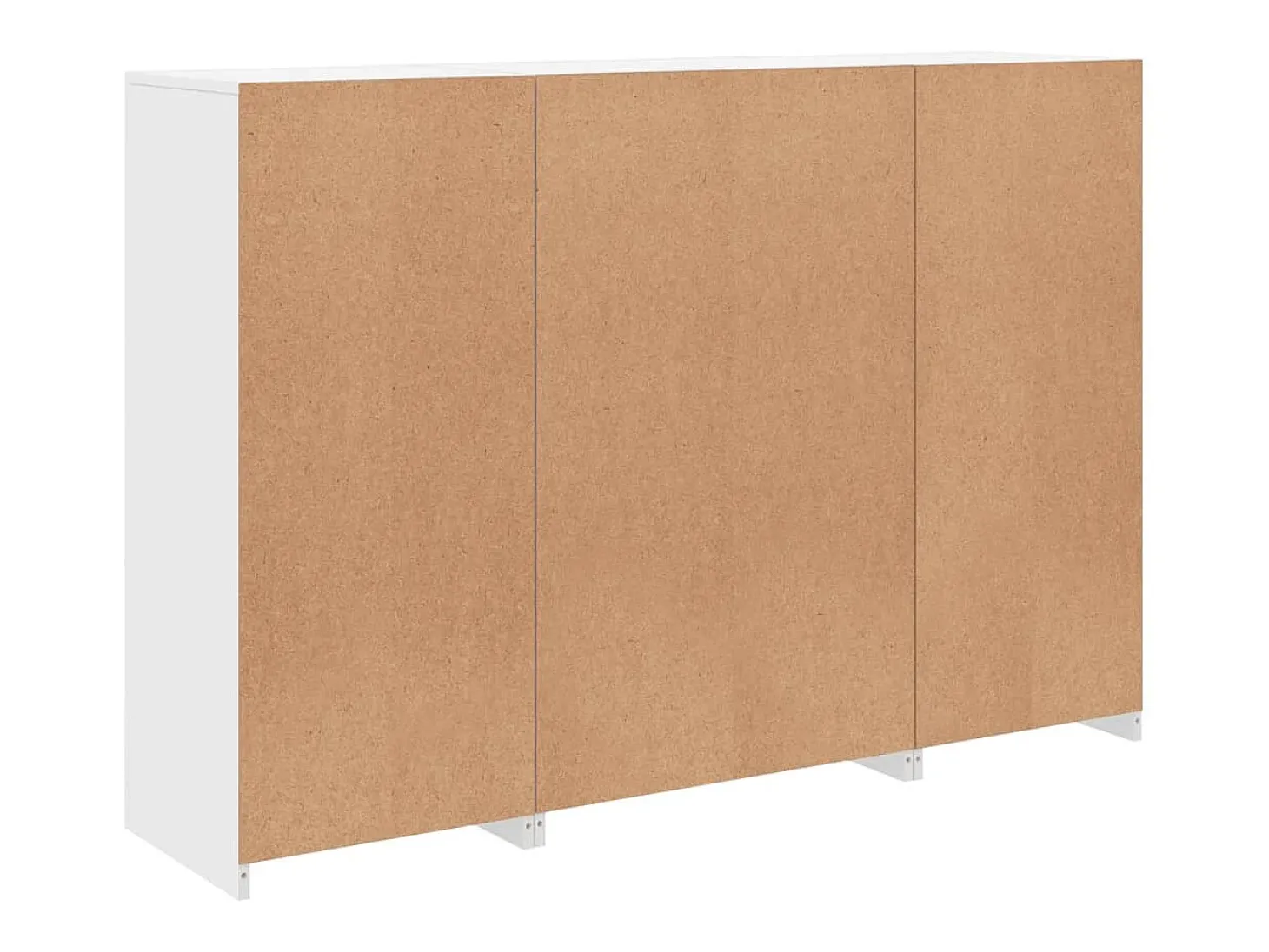 Aparador Aparador Cómoda Gabinete Unidad de Almacenamiento Organizador Cocina Sala de Estar con Luces LED 3 Piezas Madera de Ingeniería Blanca 02_0037195