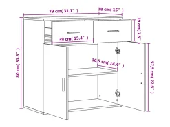 Aparador aparador cómoda mueble almacenaje organizador cocina salón salón Sonoma 79 x 38 x 80 cm madera contrachapada marrón 02_0031712