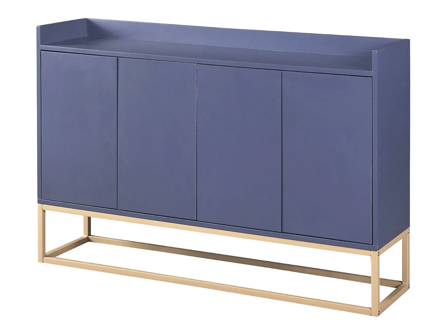 Aparador, Aparador Minimalista Moderno con 4 Puertas y Estructura de Metal para Comedor, Sala, Cocina, Azul