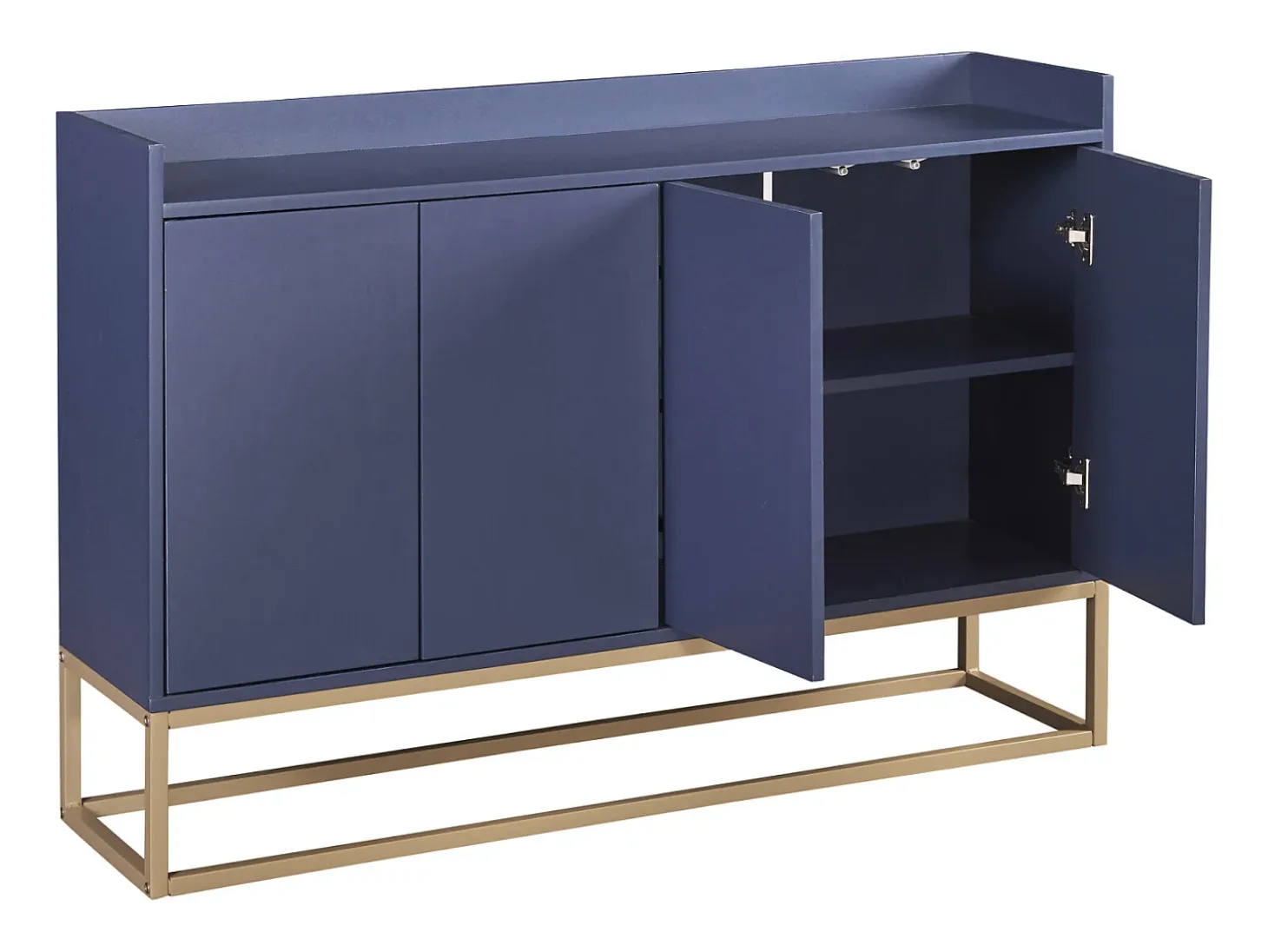Aparador, Aparador Minimalista Moderno con 4 Puertas y Estructura de Metal para Comedor, Sala, Cocina, Azul