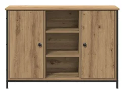 Aparador Artesano de Roble 100x35x70 cm Madera de Ingeniería y Acero