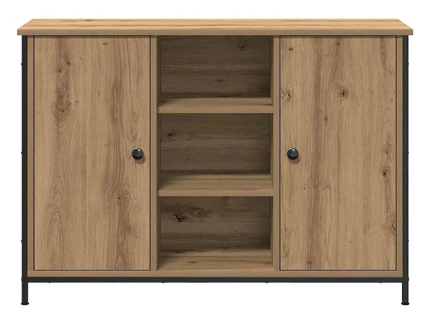 Aparador Artesano de Roble 100x35x70 cm Madera de Ingeniería y Acero