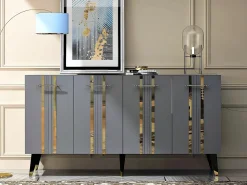 Aparador Asel Antracita dorado150x40x80 cm