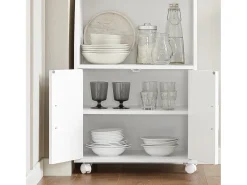 Aparador Auxiliar bajo de Cocina para microondas,con 2 Puertas y 1 Estante,L55 cm x P38 cm x H84 cm,FRG241-W SoBuy ES