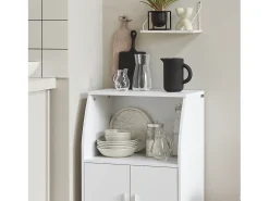 Aparador Auxiliar bajo de Cocina para microondas,con 2 Puertas y 1 Estante,L55 cm x P38 cm x H84 cm,FRG241-W SoBuy ES