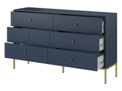 Aparador azul marino, 154 x 83 x 39 cm, patas doradas