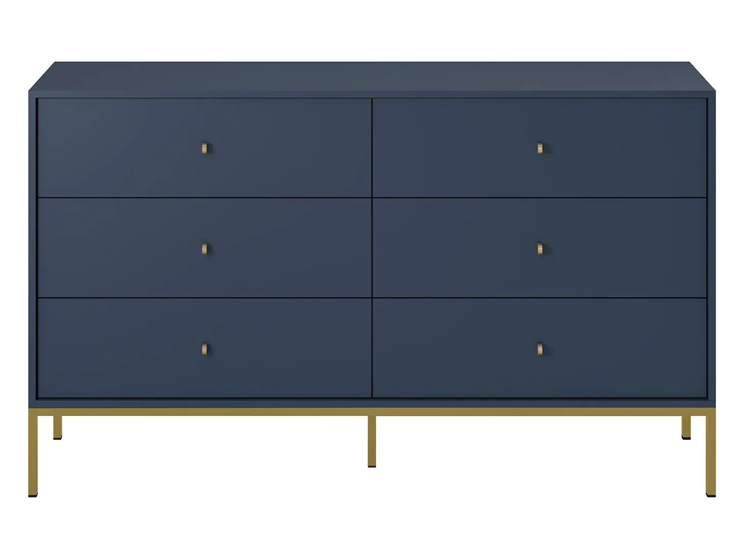 Aparador azul marino, 154 x 83 x 39 cm, patas doradas
