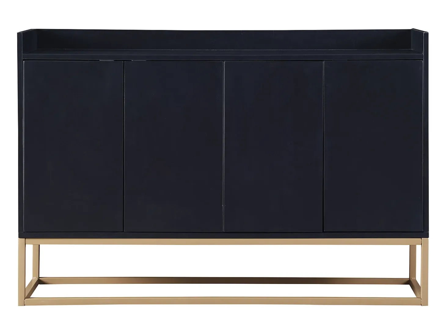 Aparador bajo 4 puertas - Patas de madera MDF y metal - Estilo moderno - Color negro - 120 x 30 x 80 cm