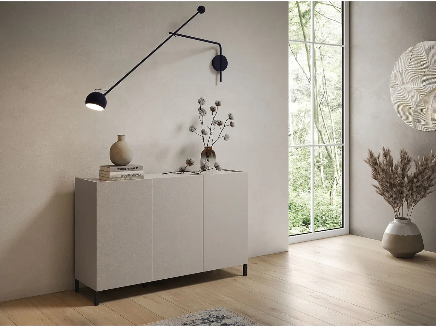 Aparador bajo 3 puertas 130x40x84 cm Solaria cachemira