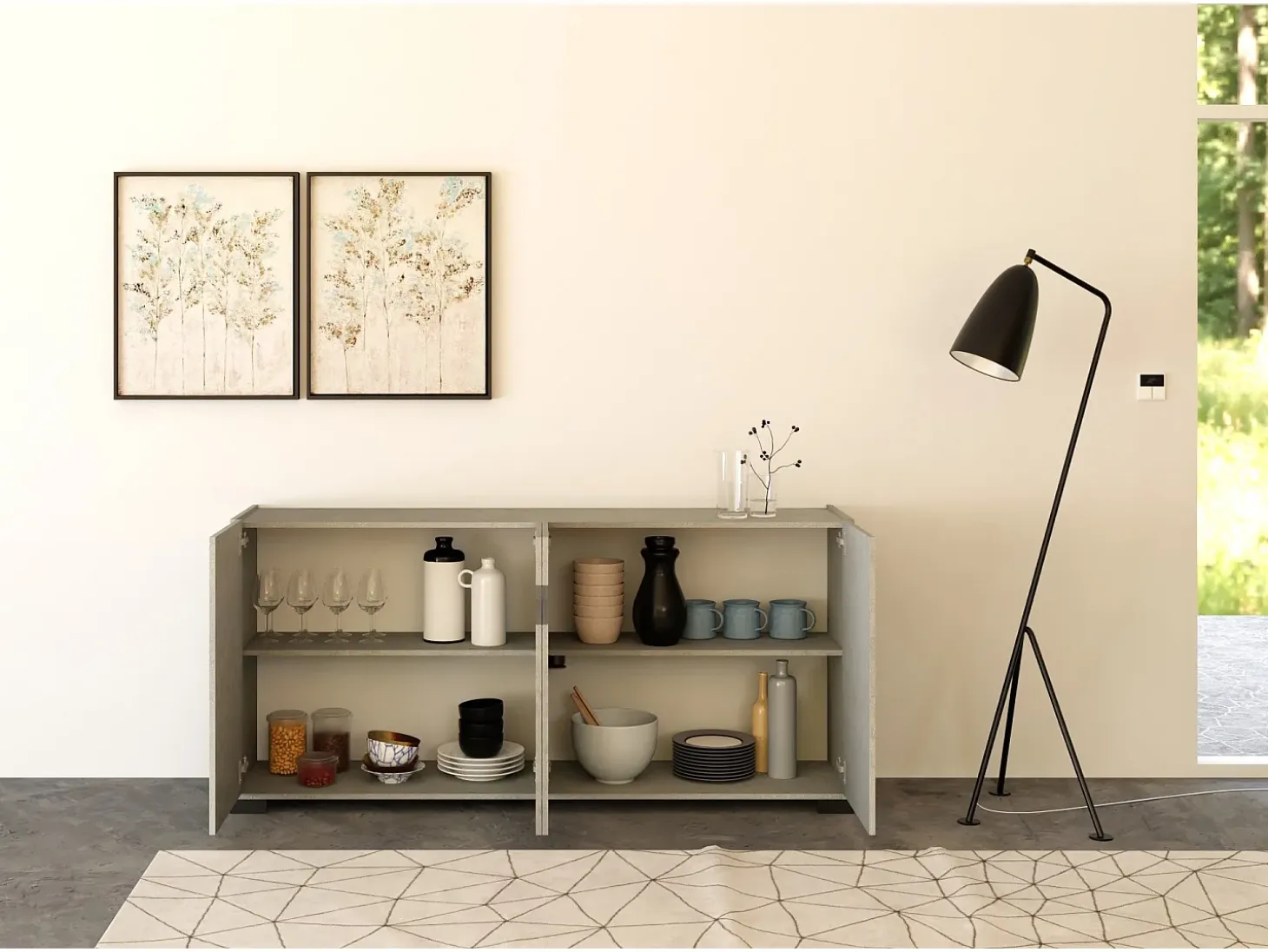 Aparador bajo 4 puertas 174x40x81 cm Riflesso cachemira