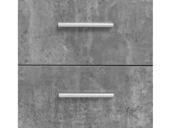Aparador bajo 2 puertas y 4 cajones - Blanco y hormigón claro - 122,6 x 34,2 x 81,1 cm