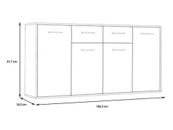 Aparador bajo 4 puertas y 2 cajones - Blanco mate - 162,3 x 34,2 x 88,1 cm