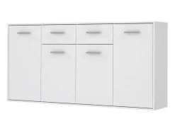 Aparador bajo 4 puertas y 2 cajones - Blanco mate - 162,3 x 34,2 x 88,1 cm