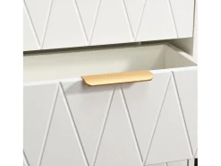 Aparador bajo con 6 cajones - Cómoda - Madera MDF y metal dorado - 100 x 34 x 73cm - Blanco