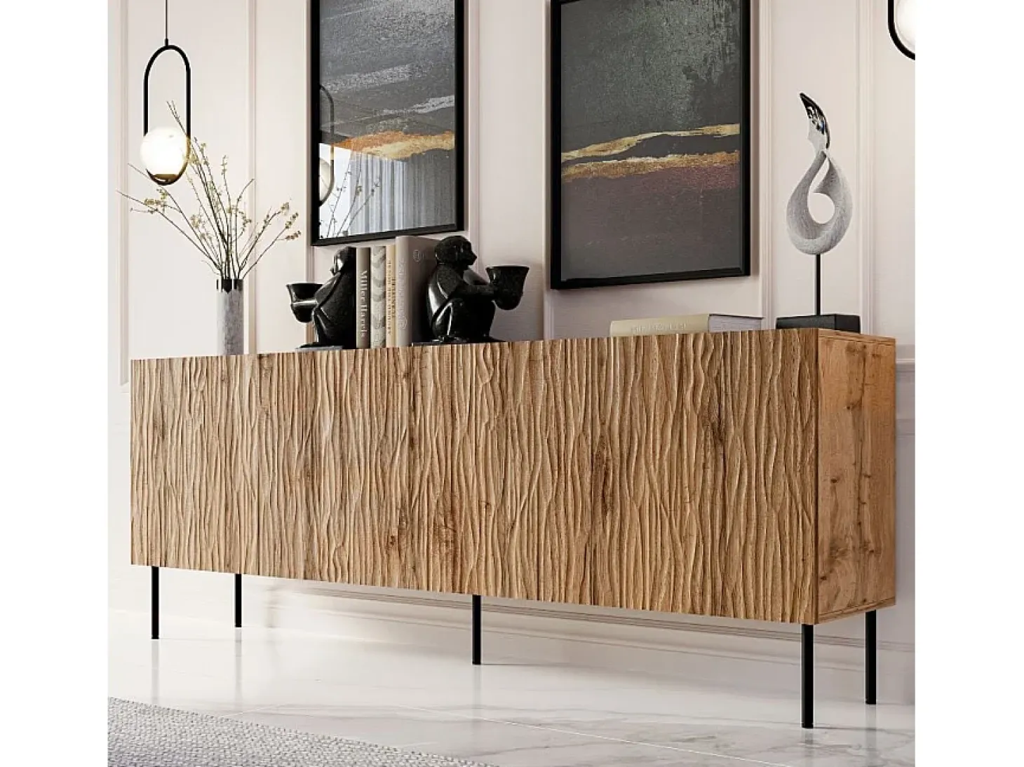 Aparador bajo de diseño, roble decoración wotan 190 cm Mokt