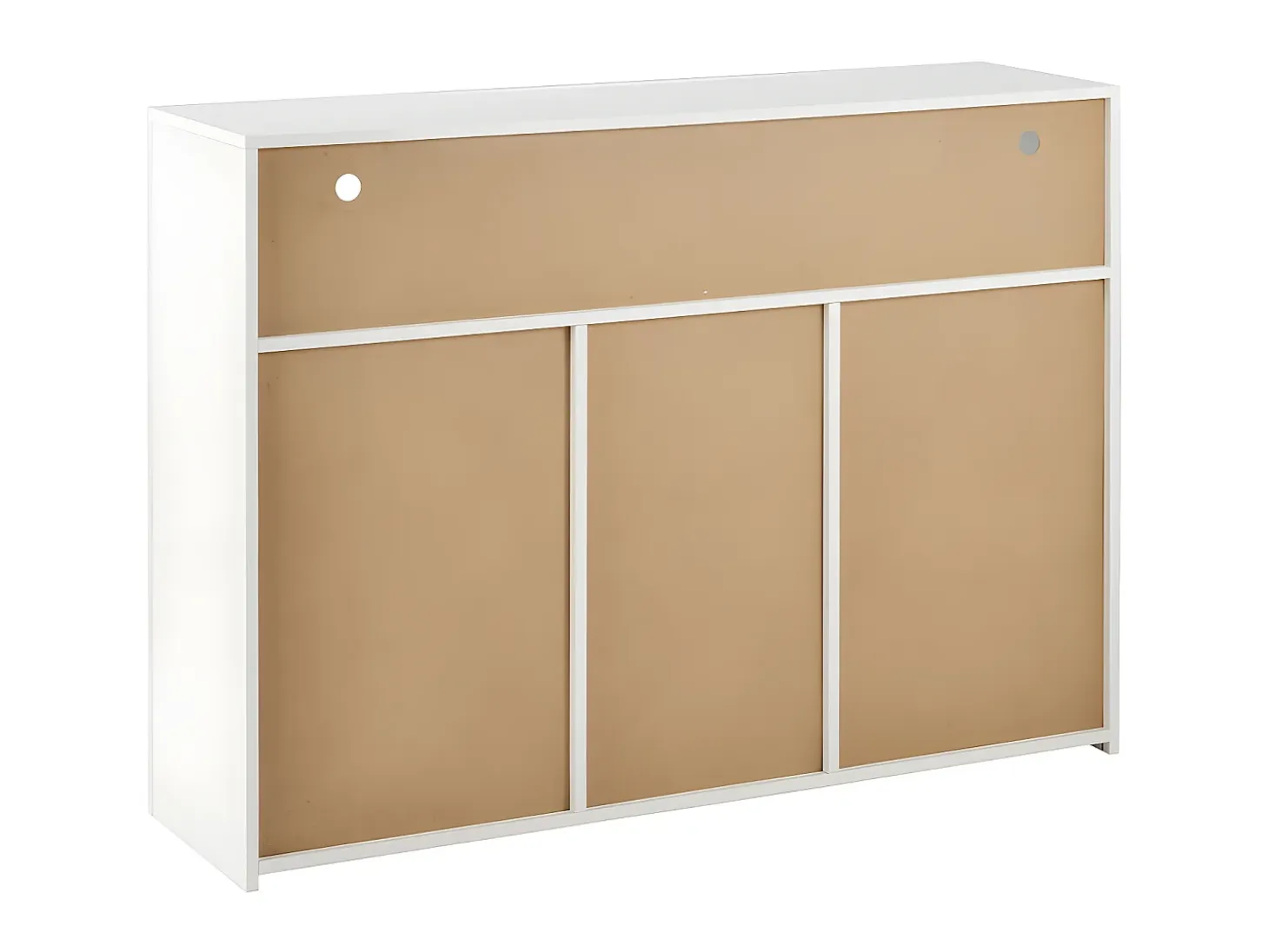 Aparador bajo Moserne - Mueble auxiliar blanco brillo con iluminación LED y mando a distancia - Blanco