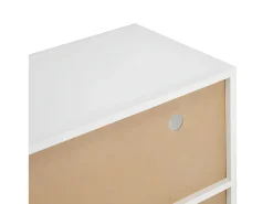 Aparador bajo Moserne - Mueble auxiliar blanco brillo con iluminación LED y mando a distancia - Blanco