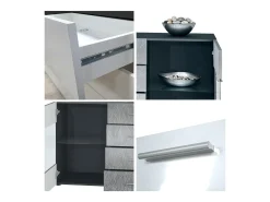 Aparador Bari V1 – Mueble con 2 Puertas Grandes y 4 Cajones, antracita mate/negro de alto brillo (138,5 x 75,5 x 35)
