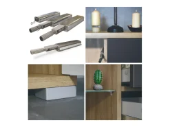 Aparador Bari V1 – Mueble con 2 Puertas Grandes y 4 Cajones, Roble Evoke/blanco de alto brillo (138,5 x 75,5 x 35)