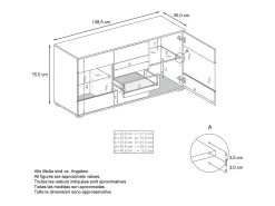 Aparador Bari V1 – Mueble con 2 Puertas Grandes y 4 Cajones, Roble Evoke/blanco de alto brillo (138,5 x 75,5 x 35)
