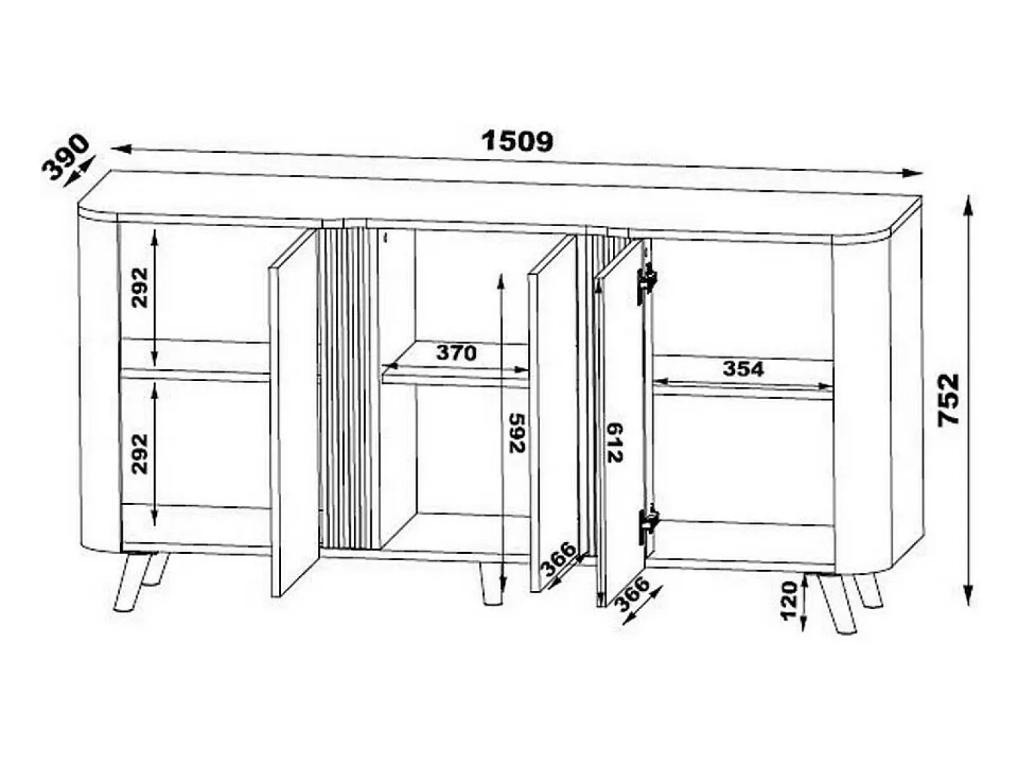 Aparador beige - 3 puertas - 150cm Viali