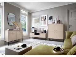 Aparador, beige arena, 103,5 x 83 x 39 cm, patas negras