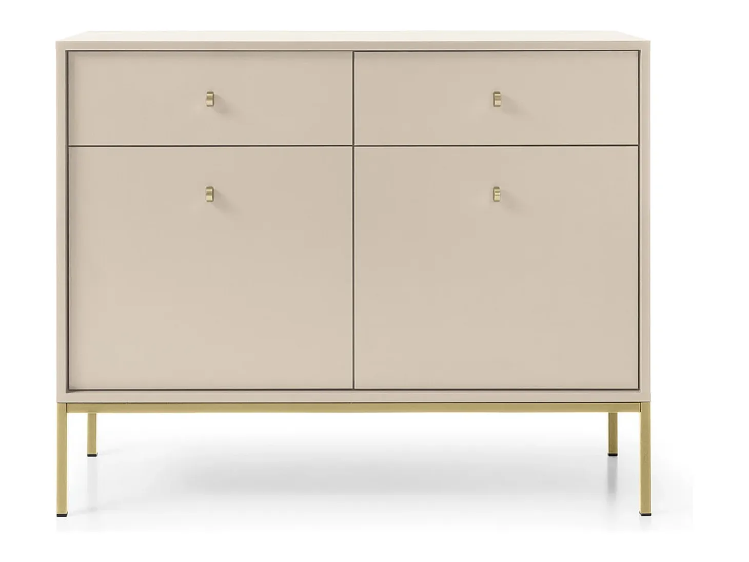Aparador, beige arena, 103,5 x 83 x 39 cm, patas doradas