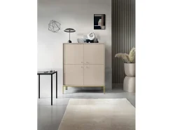 Aparador, beige arena, 103,5 x 125,5 x 39 cm, patas doradas