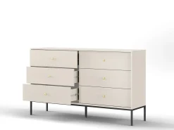 Aparador, beige arena, 154 x 83 x 39 cm, patas negras