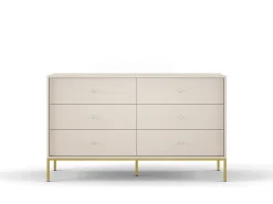 Aparador, beige arena, 154 x 83 x 39 cm, patas doradas