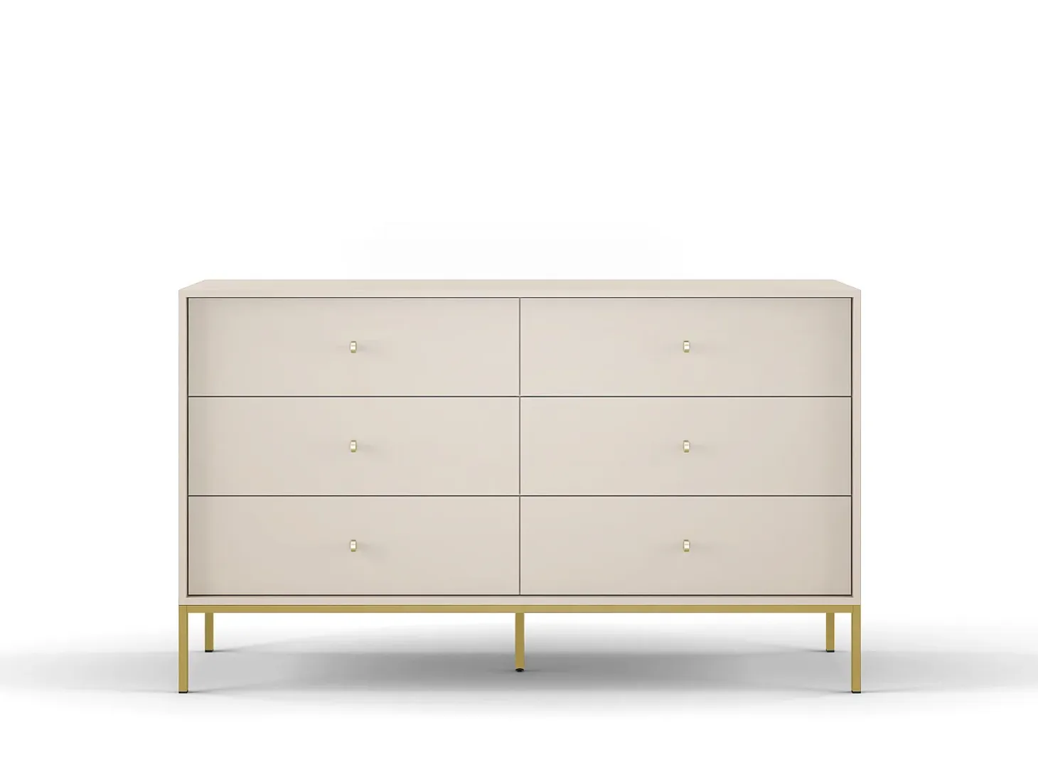 Aparador, beige arena, 154 x 83 x 39 cm, patas doradas